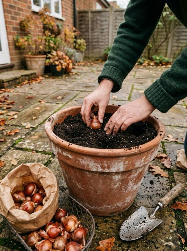 Plant Spring Bulbs in Pots – autumn idea for a small UK garden