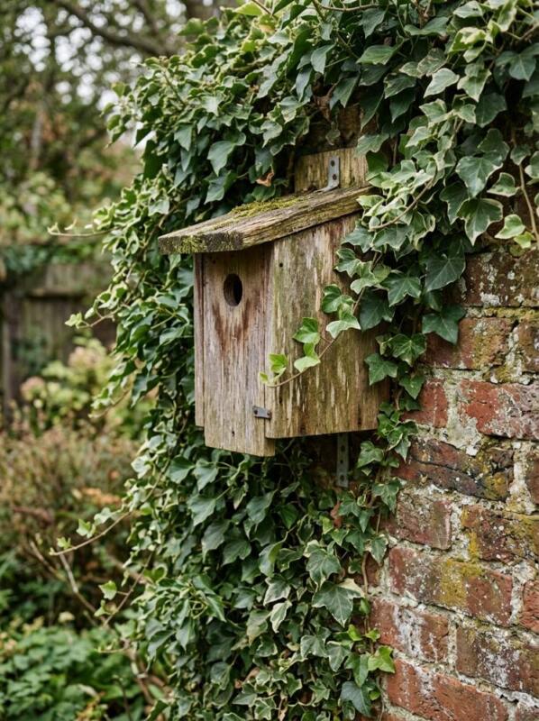 A Nest Box on an Ivy Wall – bird-friendly garden idea for UK winter