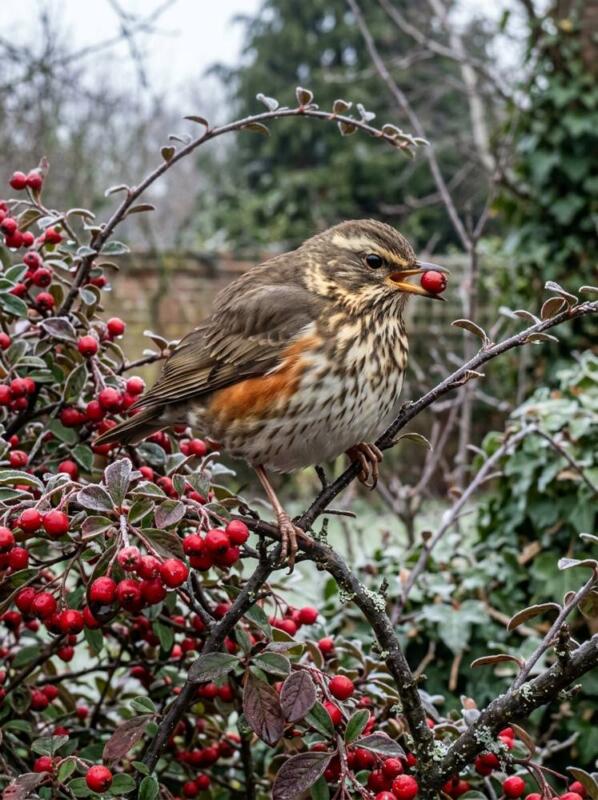 Berry Shrubs like Cotoneaster – bird-friendly garden idea for UK winter