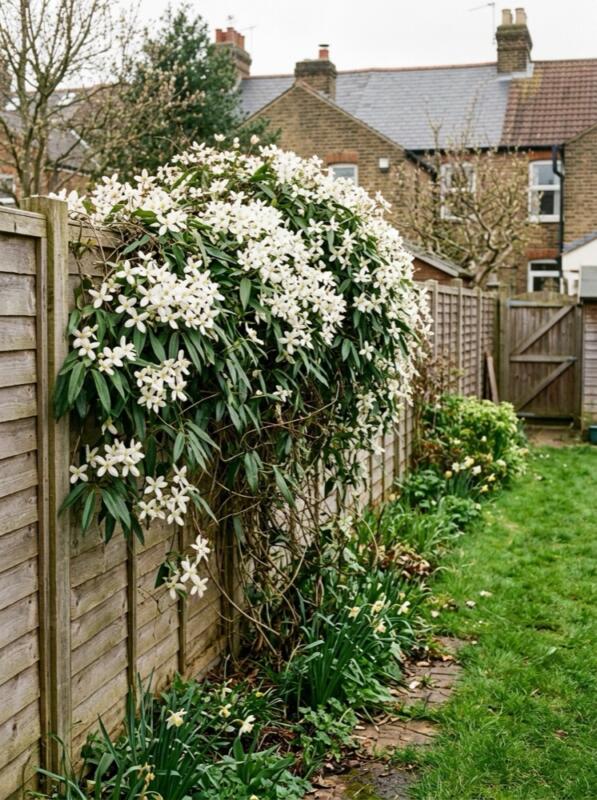 Clematis Armandii in Spring – climbing plant idea for UK gardens