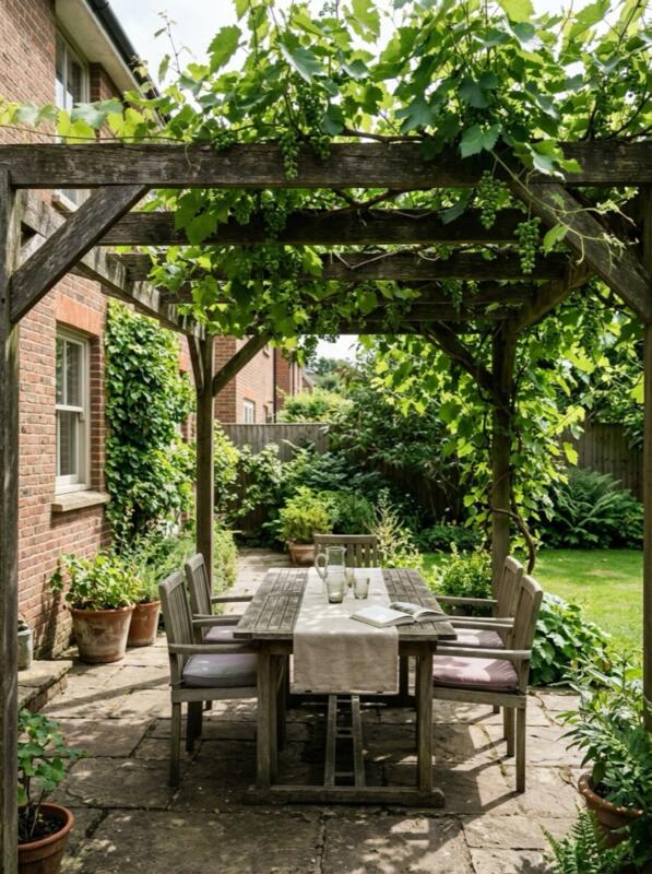A Grapevine over a Pergola – climbing plant idea for UK gardens