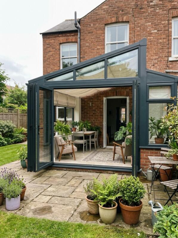 A Modern Dark Frame Conservatory – conservatory idea for UK homes