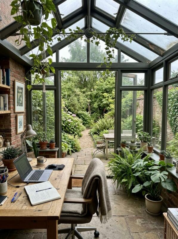 A Home Office Overlooking the Garden – conservatory idea for UK homes