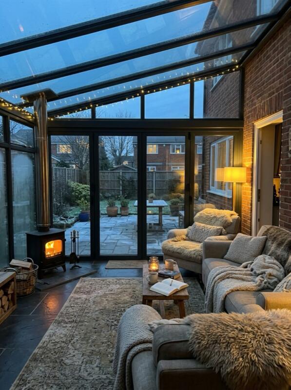 A Wood Burner for Winter Evenings – conservatory idea for UK homes