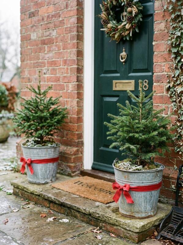 Galvanised Buckets with Mini Trees – Christmas planter idea for UK homes