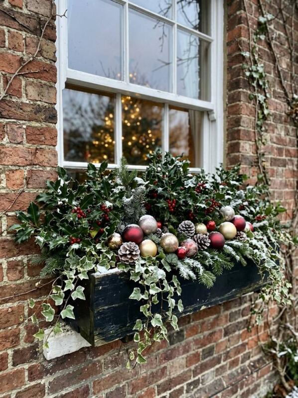 A Window Box of Holly, Ivy and Baubles – Christmas planter idea for UK homes