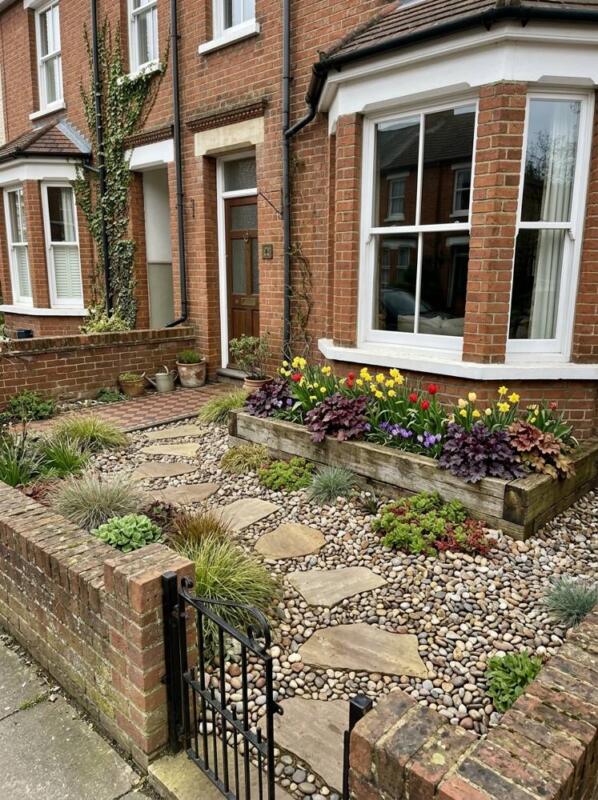 A Raised Bed Under the Bay Window – small front garden idea for UK terraced houses