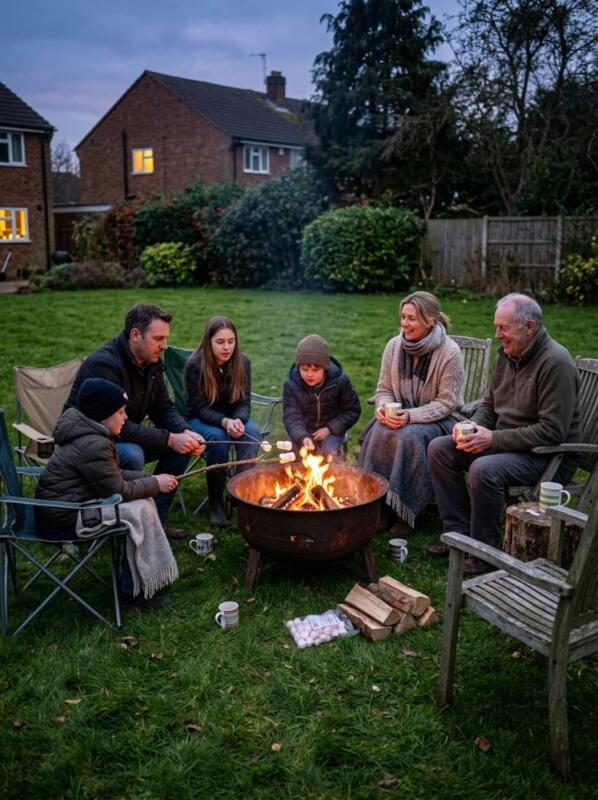 A Family Fire Pit Evening – fire pit and seating idea for UK gardens