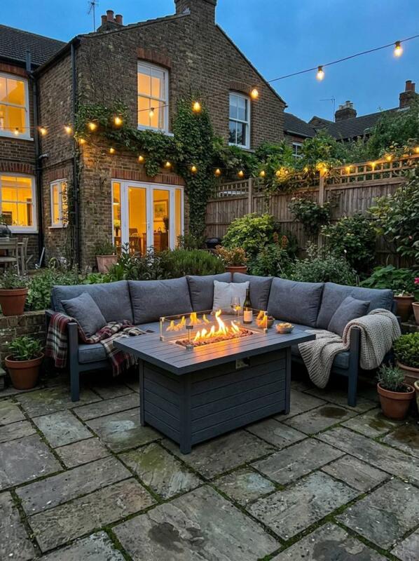 A Gas Fire Pit Table – fire pit and seating idea for UK gardens