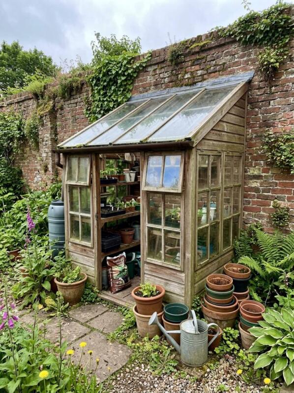 A Lean-To against a Brick Wall – greenhouse idea for UK gardens