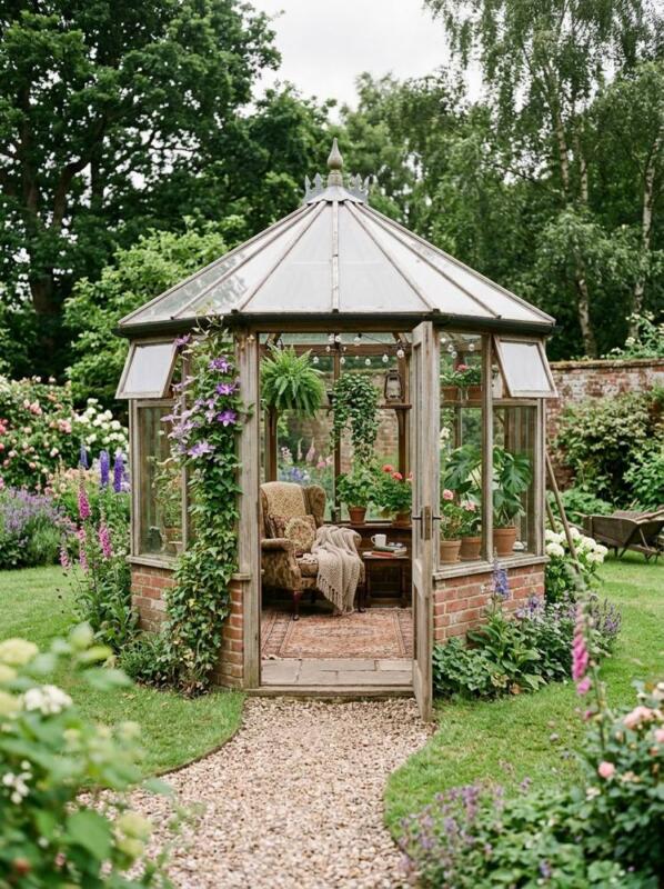An Octagonal Greenhouse on the Lawn – greenhouse idea for UK gardens
