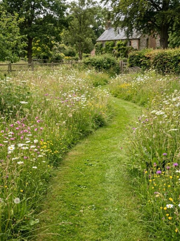 A Mown Path through a Meadow – garden path idea for UK gardens
