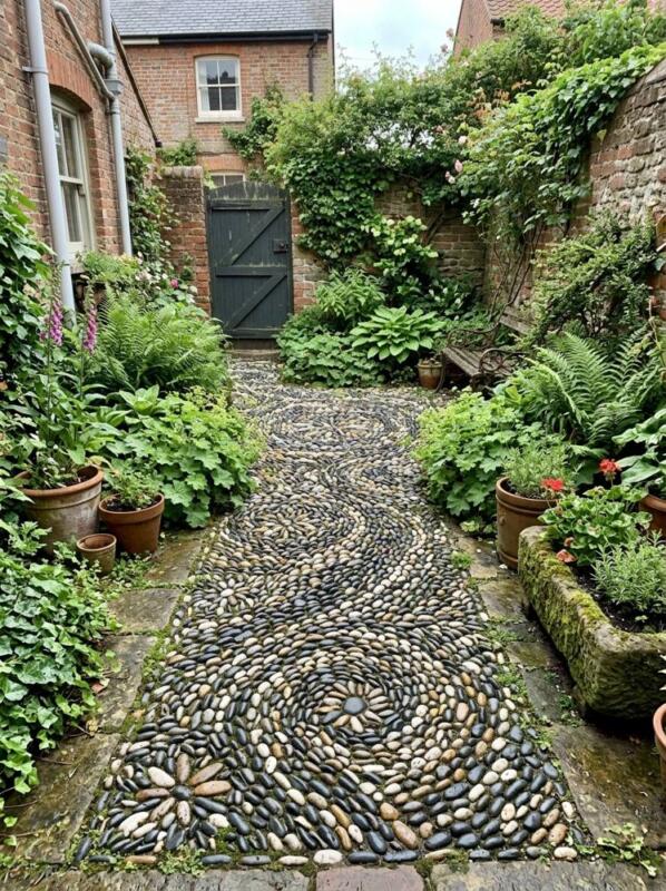 A Pebble Mosaic Path – garden path idea for UK gardens