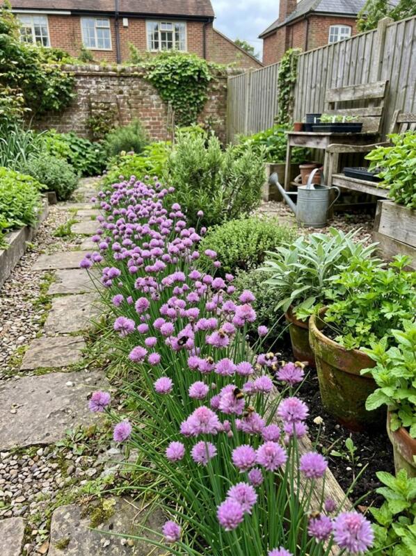 A Chives Border for Bees – herb garden idea for small spaces