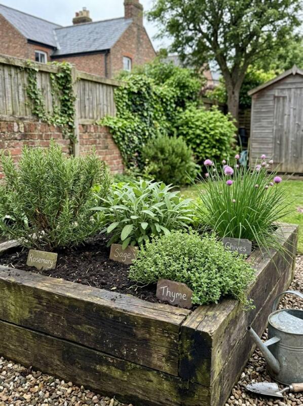 A Sleeper Raised Bed for Herbs – herb garden idea for small spaces
