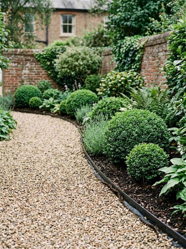 Box Balls and a Gravel Path – low maintenance garden idea for UK gardens