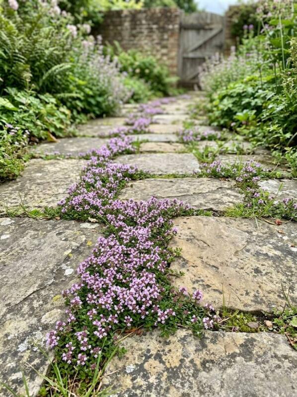 Thyme Between the Paving – low maintenance garden idea for UK gardens