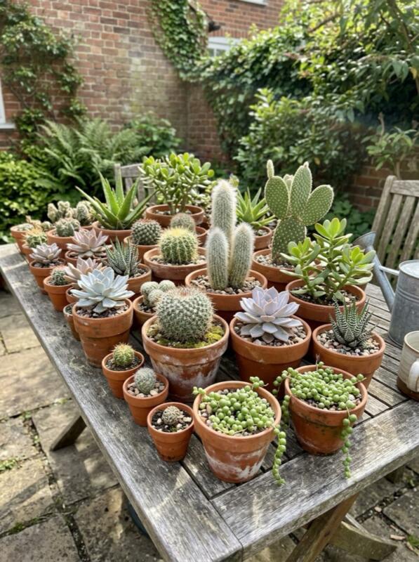 Cacti and Succulents in Terracotta – Mediterranean garden idea for the UK