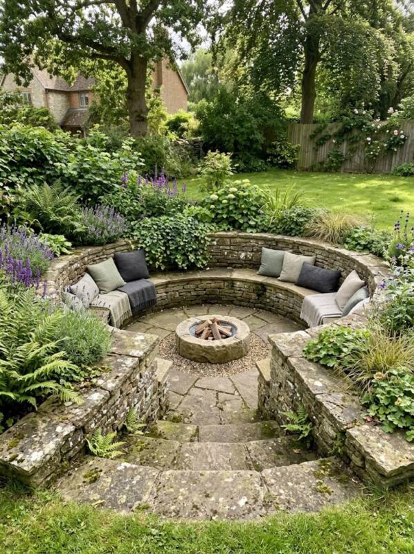 A Sunken Seating Circle – garden seating area idea for UK gardens