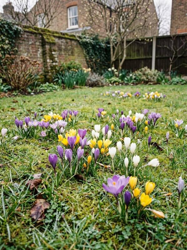 Crocuses in the Lawn – spring bulb planting idea for UK gardens