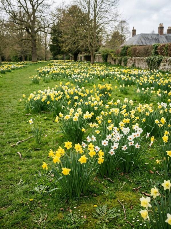 Naturalised Daffodils in the Lawn – spring bulb planting idea for UK gardens