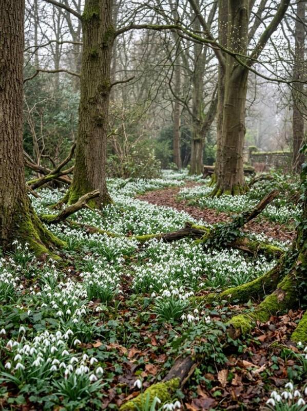 Snowdrops under Trees – spring bulb planting idea for UK gardens
