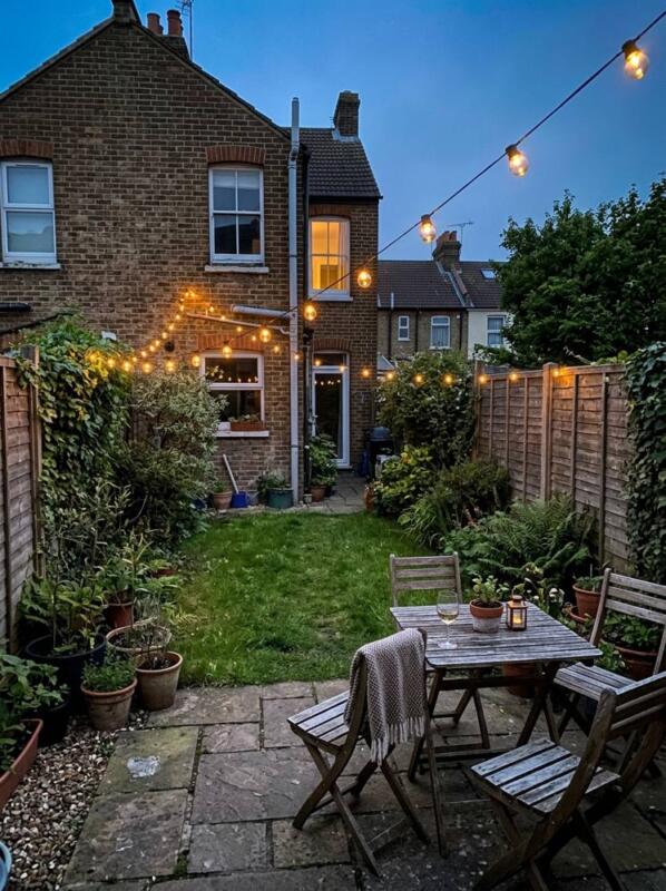 Solar String Lights – budget small backyard idea for UK gardens