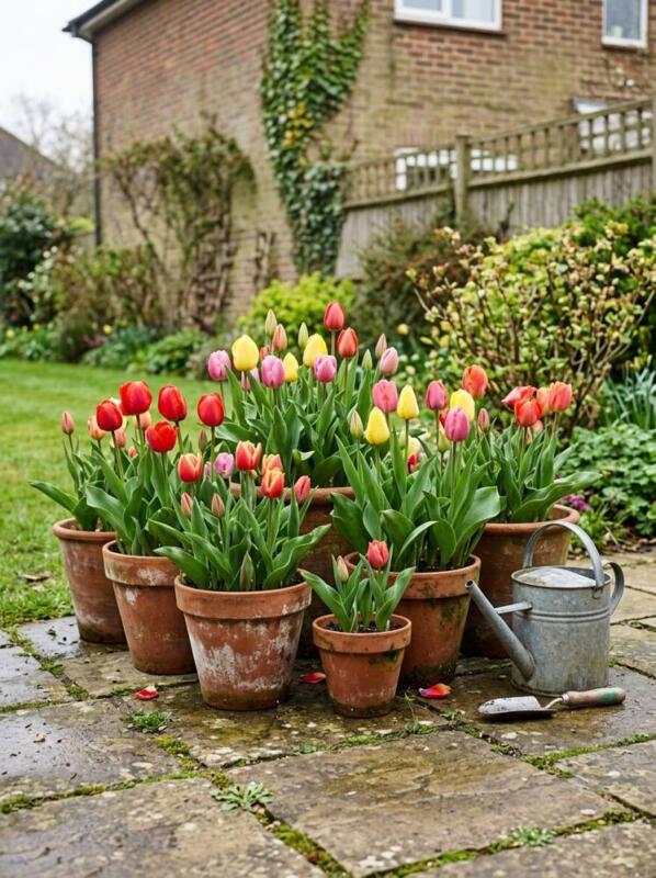 Tulips in Terracotta Pots – spring bulb planting idea for UK gardens