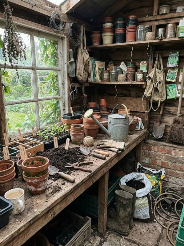 A Potting Shed Interior – garden shed makeover idea for UK gardens