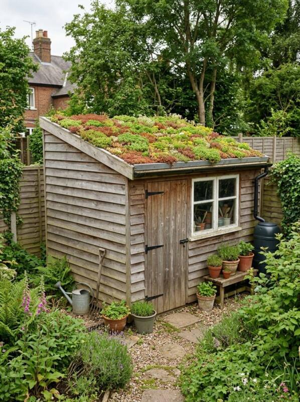A Living Sedum Roof – garden shed makeover idea for UK gardens