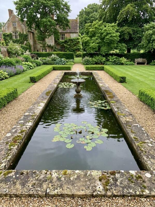 A Formal Rectangular Pond – pond and water feature idea for UK gardens