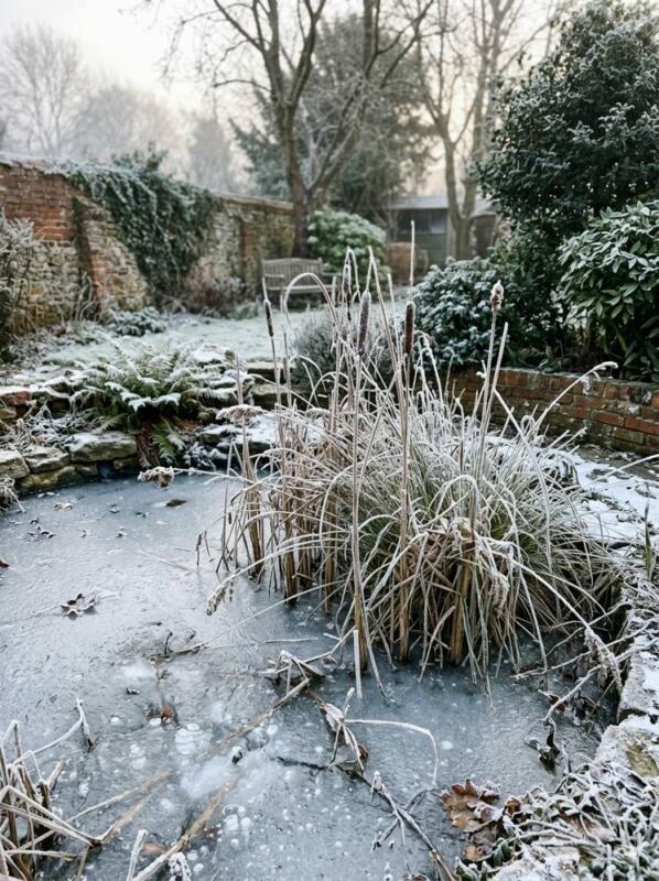 A Pond in Winter – pond and water feature idea for UK gardens