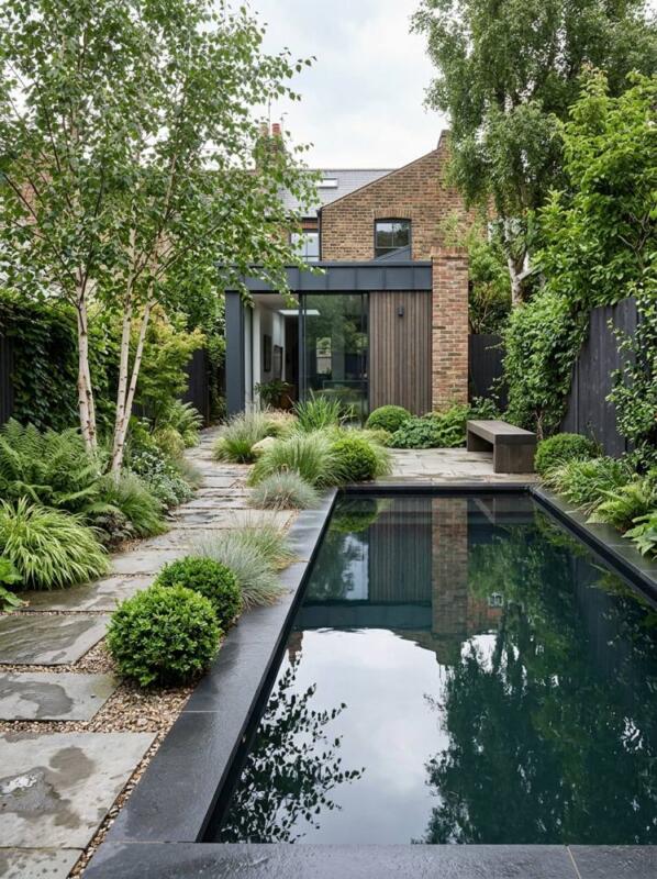 A Contemporary Reflecting Pool – pond and water feature idea for UK gardens