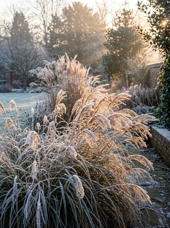 Frosted Ornamental Grasses – winter garden idea for UK gardens