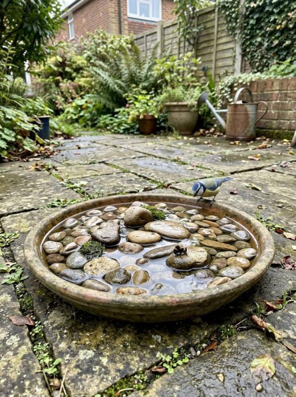 A Shallow Water Dish – wildlife garden idea for UK gardens