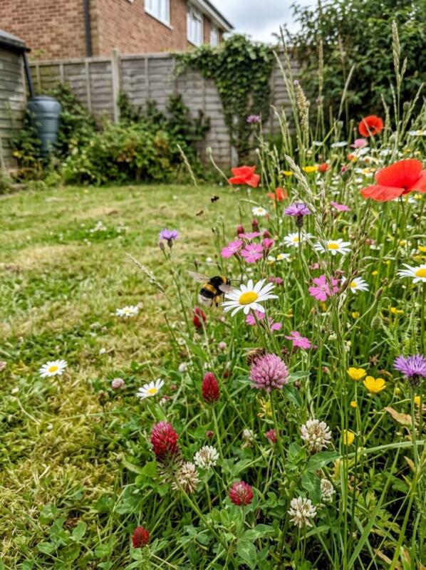 A Wildflower Patch in the Lawn – wildlife garden idea for UK gardens