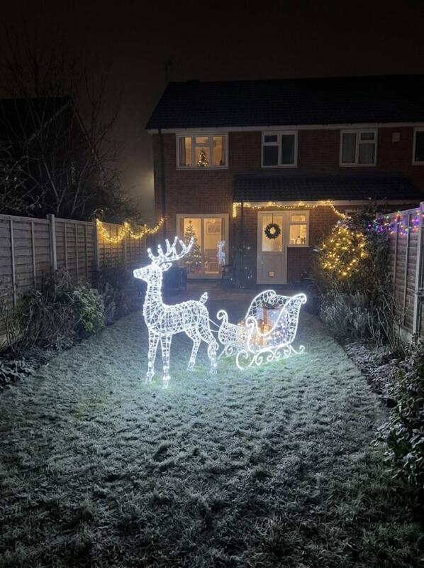 Light-Up Reindeer and Sleigh – outdoor Christmas lights idea for UK gardens